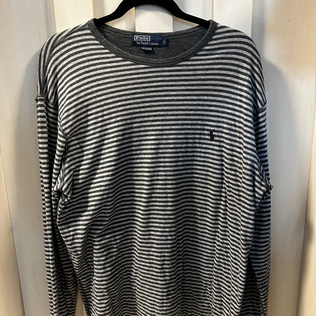 Ralph Lauren Gray Striped Long Sleeve Tee